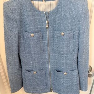 Veronica Beard Light Blue Tweed Suit with Jacket and Mini Skirt